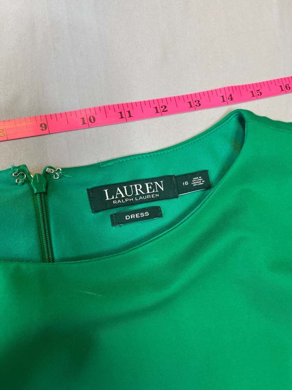Lauren Ralph Lauren Green Sleeveless Sheath Dress Size 16